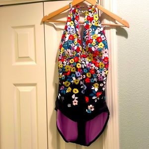 Anne Cole High Neck With Ruffle Straps One Piece Swimsuit